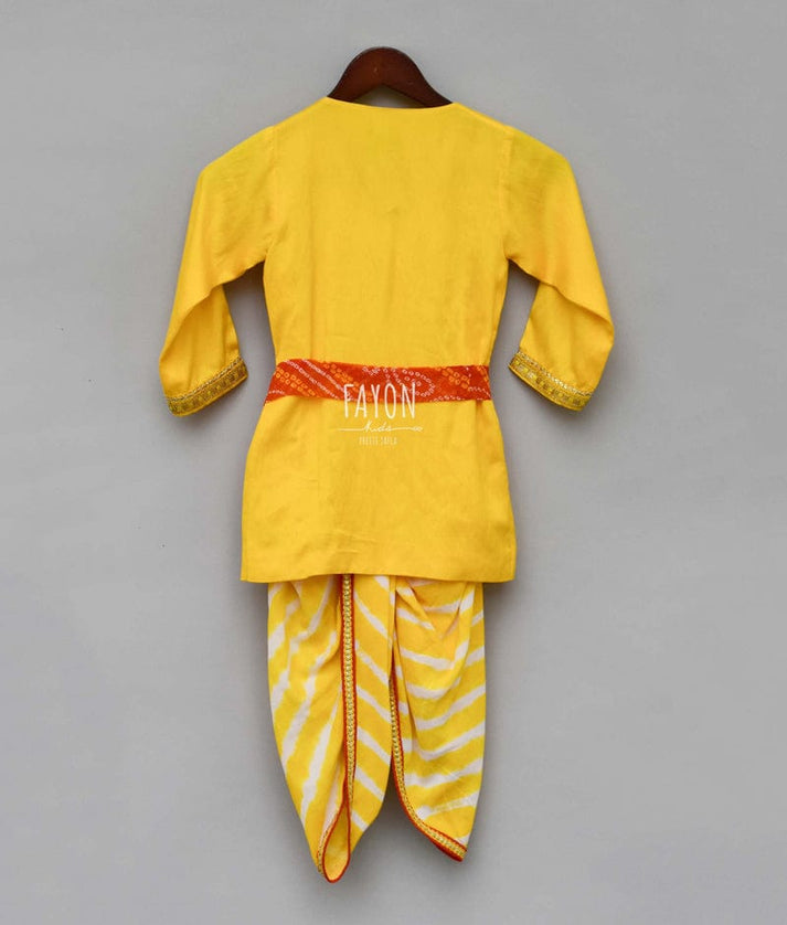 Fayon Kids Yellow Kurta with Krishna Dhoti for Boys