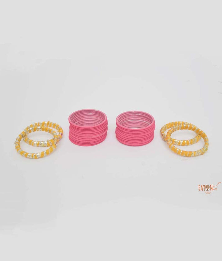 Fayon Kids Yellow Pink Kada with Bangle for Girls