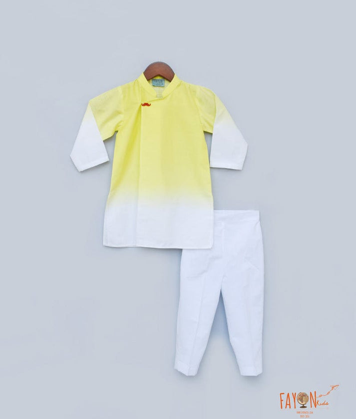 Fayon Kids Yellow White Ombre Kurta with Pant for Boys