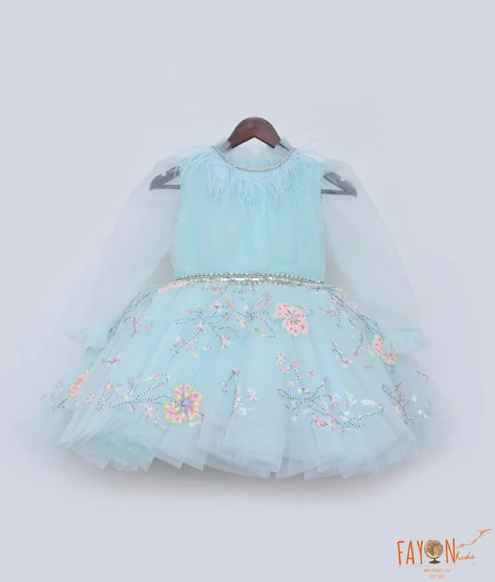 Manufactured by FAYON KIDS (Noida, U.P) Aqua Blue Frock for Girls