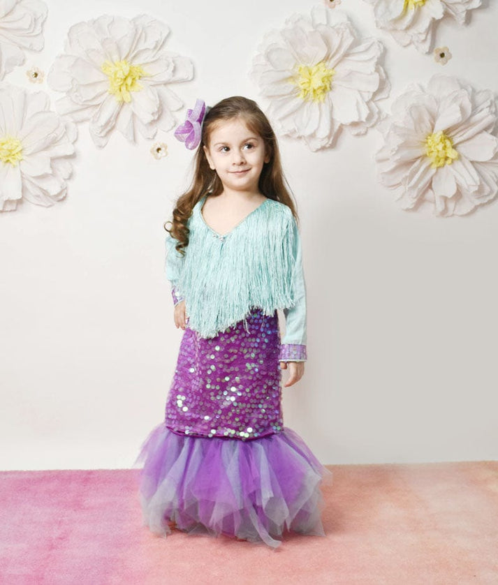 Manufactured by FAYON KIDS (Noida, U.P) Aqua Purple Mermaid Dress for Girls