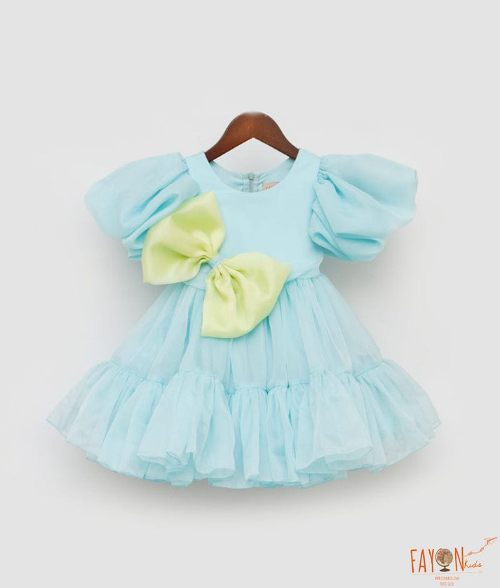 Manufactured by FAYON KIDS (Noida, U.P) Blue Organza Dress for Girls