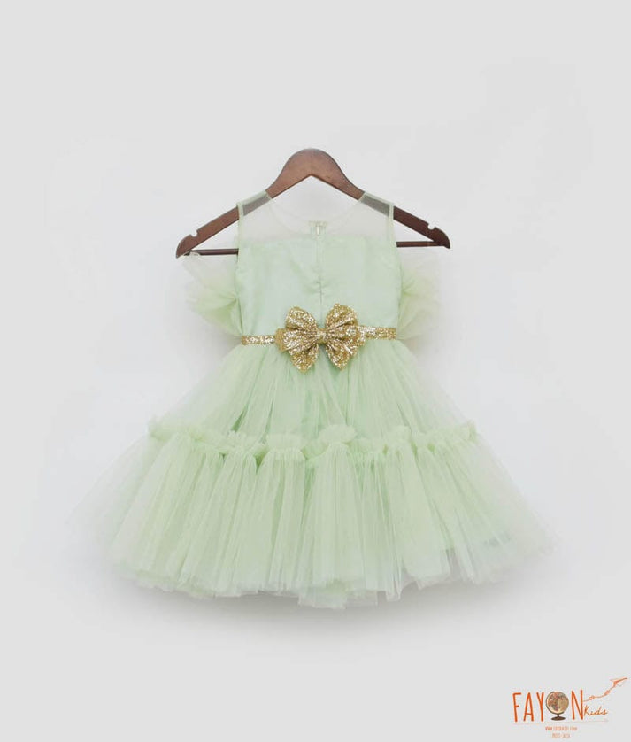 Manufactured by FAYON KIDS (Noida, U.P) Green Net Frock for Girls