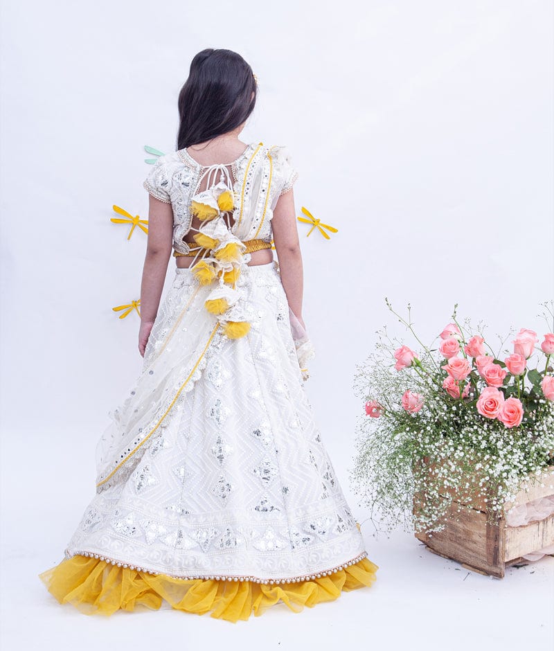 Buy Pearl White Embroidered Bridal Lehenga In Raw Silk With Floral Hand  Embroidery KALKI Fashion India