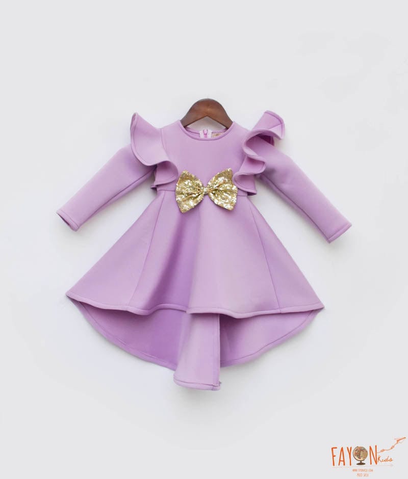 Girl's Lavender Seersucker Flutter Sleeve Dress – cuteheads