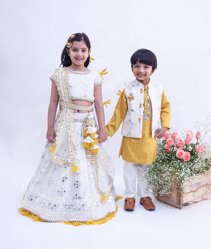 Manufactured by FAYON KIDS (Noida, U.P) Nehru Jacket Set with Mustard Yellow Kurta for Boys