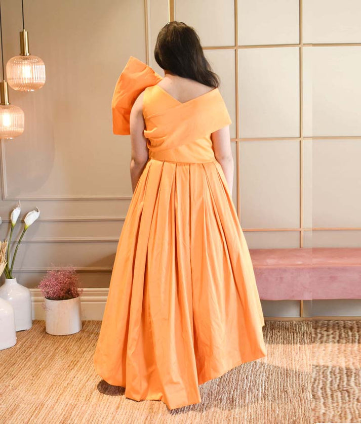 Manufactured by FAYON KIDS (Noida, U.P) Orange High Low Gown for Girls