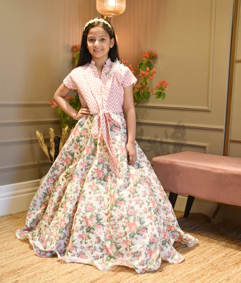 manufactured by fayon kids noida u p pink floral print lehenga choli for girls 38031082881280